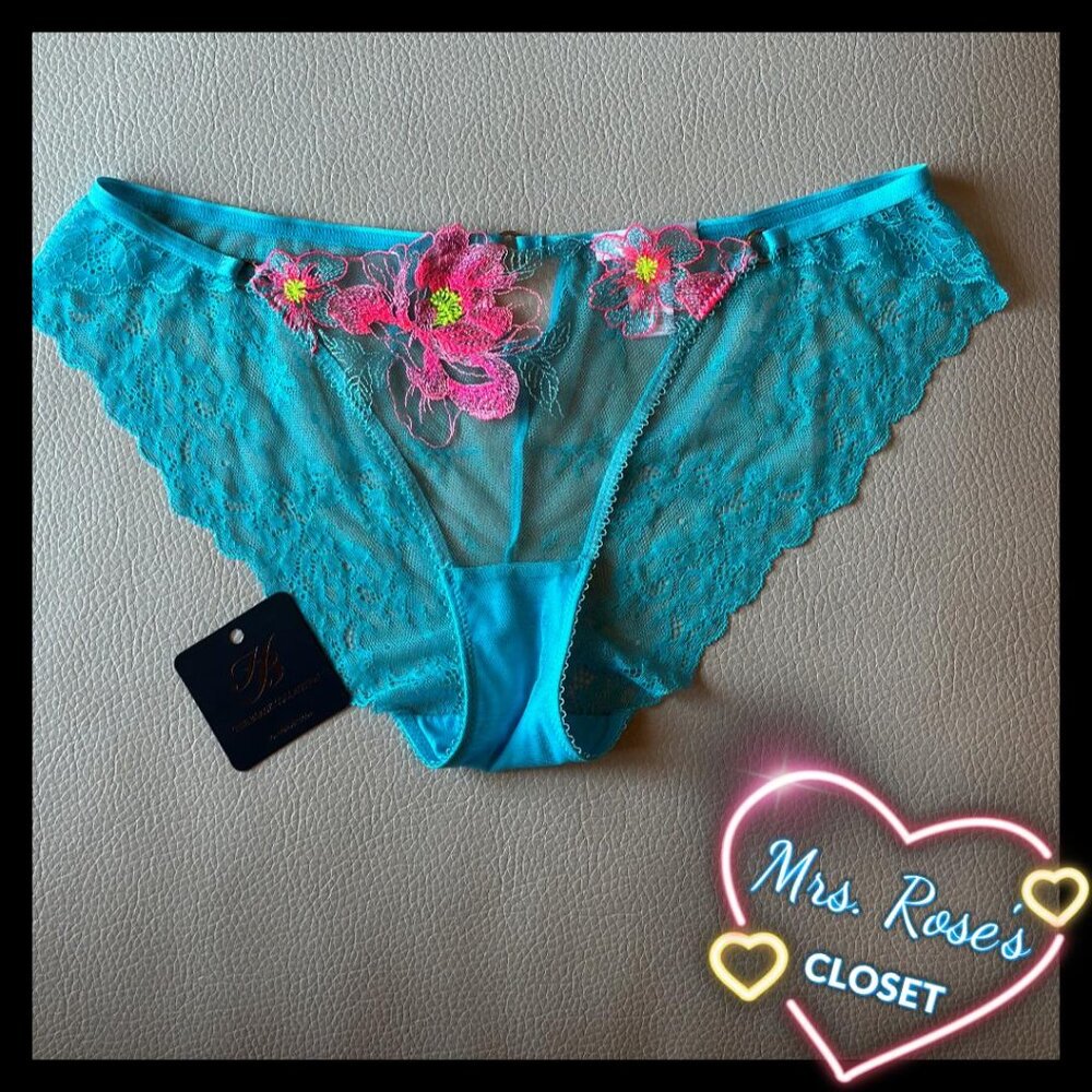 Honey Birdette Christine Turquoise Full Back Brief Size Large